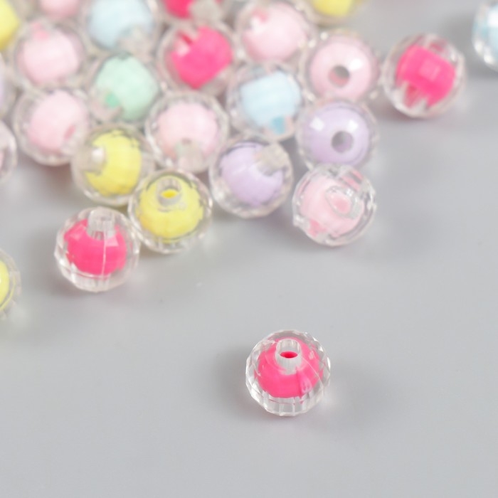 Бусины пластик Бусины пластик "Шар с гранями - внутренний цвет ассорти" набор 20 гр d=0,8 см