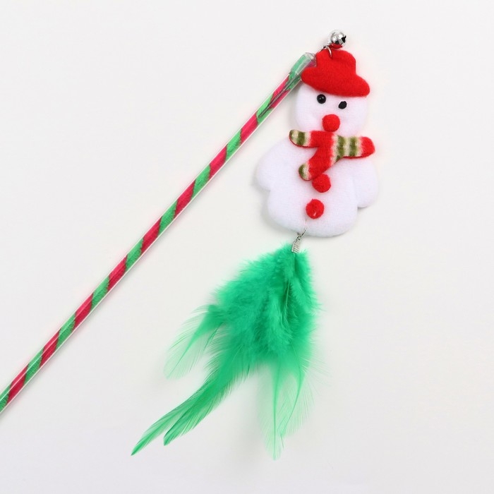 Новый год. Дразнилка для кошек с бубенчиком  Новый год. Дразнилка для кошек с бубенчиком "Новогодний снеговик", 30 см