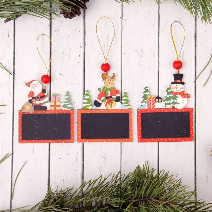 Подвеска новогодняя Подвеска новогодняя "Помощники" с досочкой для пожеланий, под мел, МИКС, односторонняя