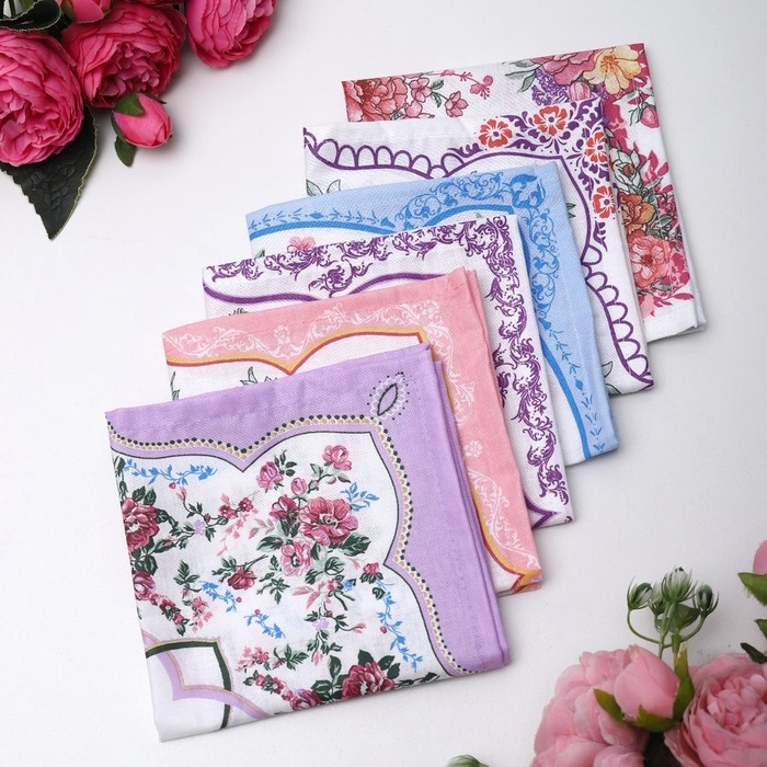 Платок носовой женский 28х28см, 6шт, рис 21218-2, МИКС, ситец 100г/м, хл100% Платок носовой женский 28х28см, 6шт, рис 21218-2, МИКС, ситец 100г/м, хл100%