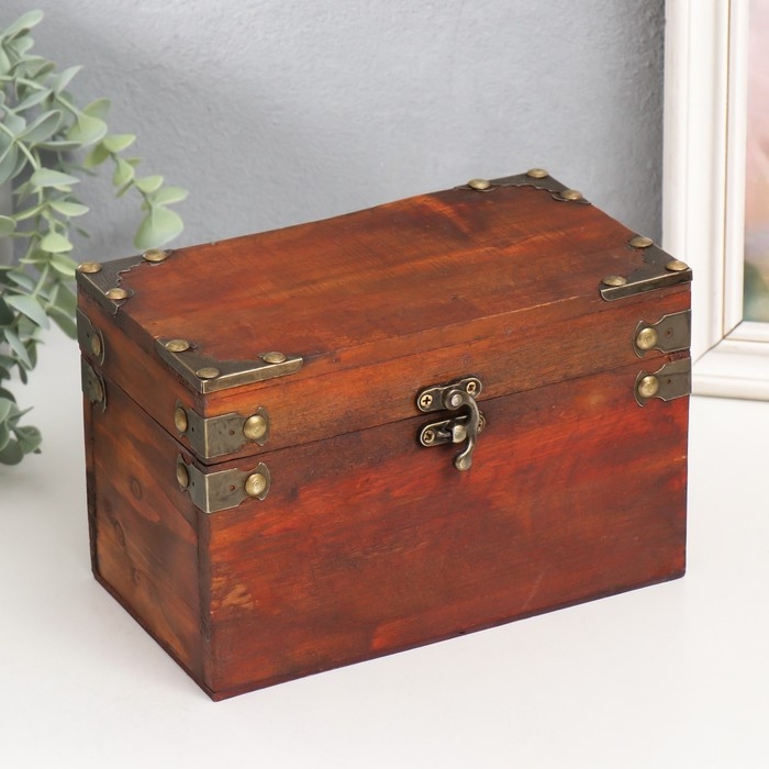 Шкатулка дерево сундучок Шкатулка дерево сундучок "С уголками" набор 2 шт 15х9х7,5 20х11,5х13 см