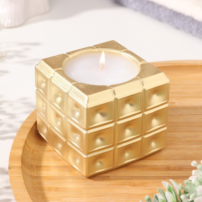 Свеча  Свеча "Квадрат в точку" в подсвечнике из гипса, 7,5х6,5см, золото