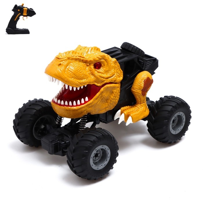 Джип радиоуправляемый DINO, свет и звук, дым, работает от аккумулятора, цвет жёлтый Джип радиоуправляемый DINO, свет и звук, дым, работает от аккумулятора, цвет жёлтый