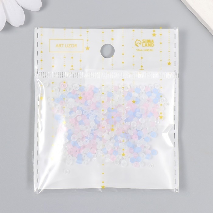 Бисер стекло 8/0  Бисер стекло 8/0 "Матовый полупрозрачный. Меланж розово-сиреневый" 10 гр