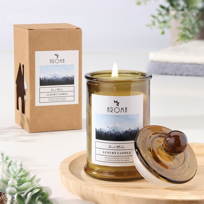 Свеча ароматическая в банке   Свеча ароматическая в банке  "Душистая лаванда", 40ч, 95 гр, в коробке