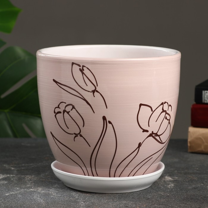 Горшок цветочный Горшок цветочный "Цветы" 2,5 л, белый