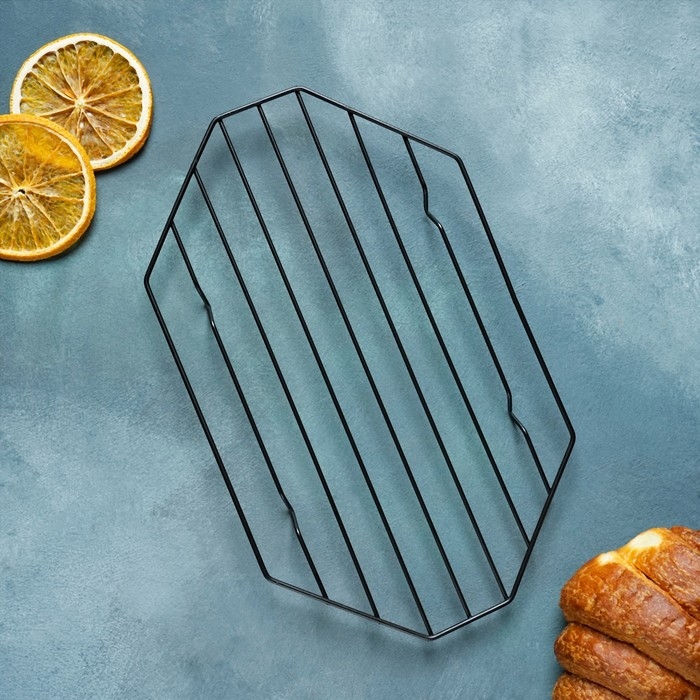 Решётка для глазирования и остывания кондитерских изделий KONFINETTA «Октаэдр», 25×15×1,8 см, цвет чёрный Решётка для глазирования и остывания кондитерских изделий KONFINETTA «Октаэдр», 25×15×1,8 см, цвет чёрный
