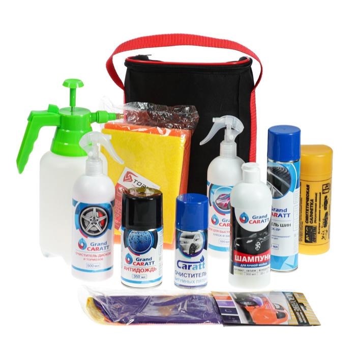 Подарочный набор для ухода и мойки авто Grand Caratt, в сумке, 10 предметов Подарочный набор для ухода и мойки авто Grand Caratt, в сумке, 10 предметов
