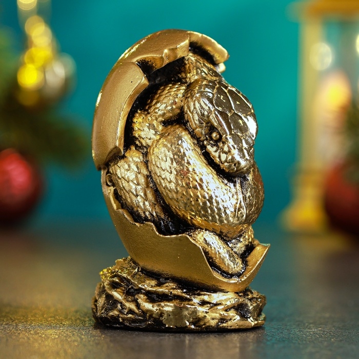 Новый год. Символ 2025. Фигура  Новый год. Символ 2025. Фигура "Змея в яйце" золото, 4х4х7см