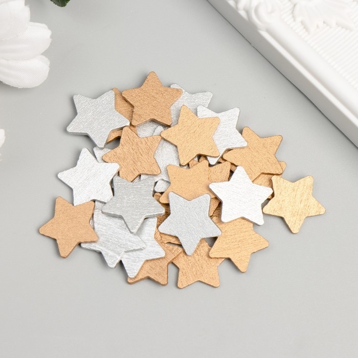 Декор для творчества дерево Декор для творчества дерево "Звёздочки" набор 30 шт 1,8х1,8 см