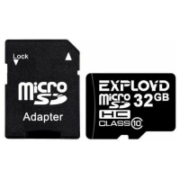 Карта памяти Exployd MicroSD, 32 Гб, SDHC, класс 10, с адаптером SD