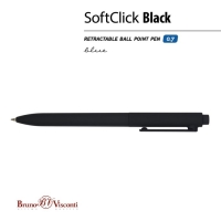 Ручка шариковая автоматическая, 0,7 мм, BrunoVisconti SoftClick Black, стержень синий, корпус soft touch