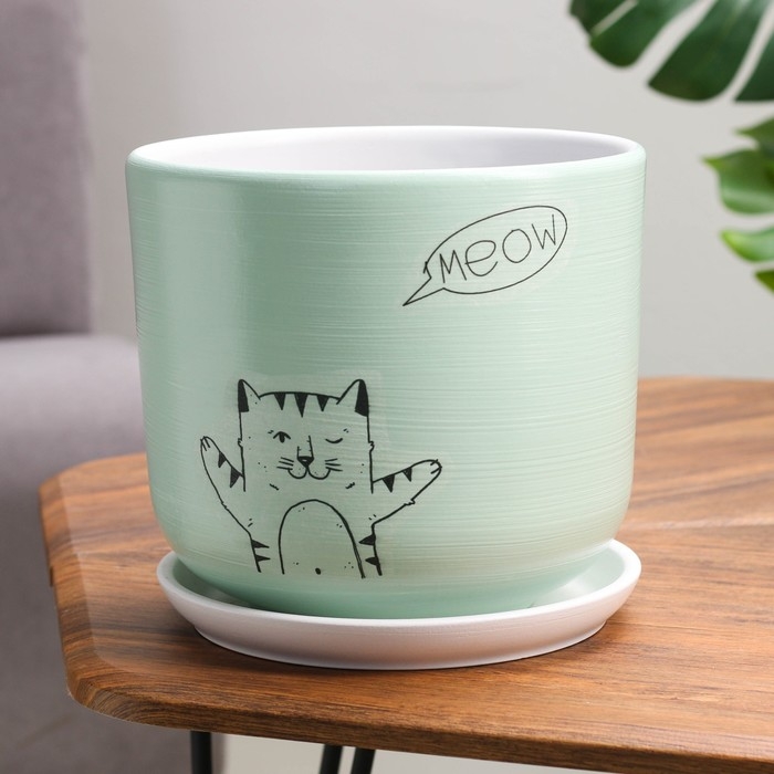 Горшок цветочный Горшок цветочный "Мяун", 5,4 л, микс