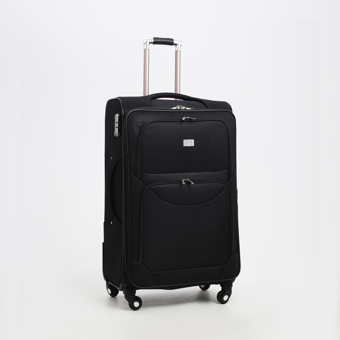 Чемодан большой 95 л (L), отдел на молнии, с расширением, кодовый замок, 4 колеса, 2 наружных кармана, цвет чёрный Чемодан большой 95 л (L), отдел на молнии, с расширением, кодовый замок, 4 колеса, 2 наружных кармана, цвет чёрный