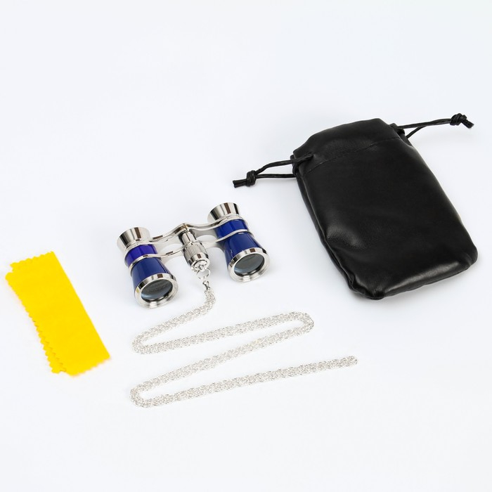 Бинокль театральный 3х25, хромированный, цвет синий Бинокль театральный 3х25, хромированный, цвет синий