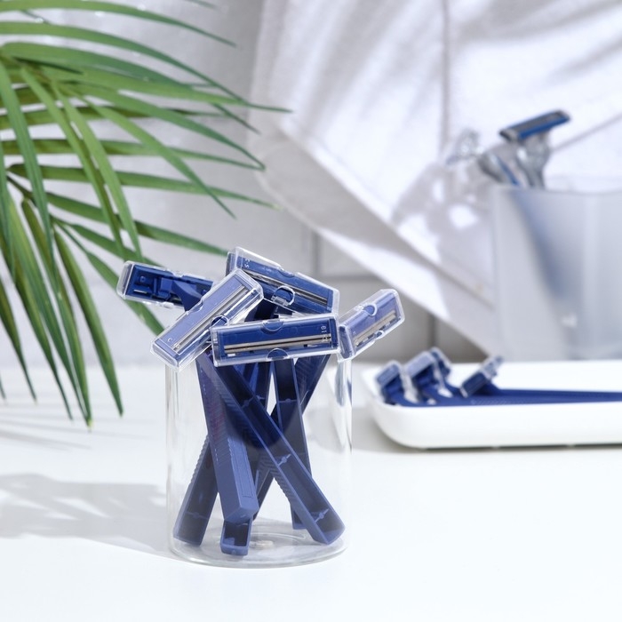 Набор станков для бритья LuazON, с 2 лезвиями, синий, 10 шт. Набор станков для бритья LuazON, с 2 лезвиями, синий, 10 шт.