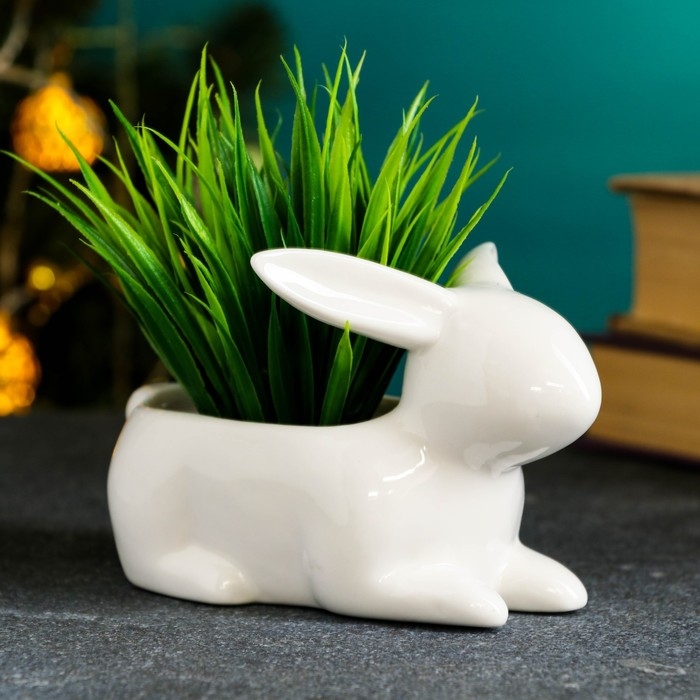 Кашпо  Кашпо "Сканди заяц" белый, 13х8х9см