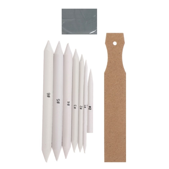 Набор инструментов для растушёвки, 8 предметов, 1 наждачка-12 листов, 1 ластик-клячка Набор инструментов для растушёвки, 8 предметов, 1 наждачка-12 листов, 1 ластик-клячка