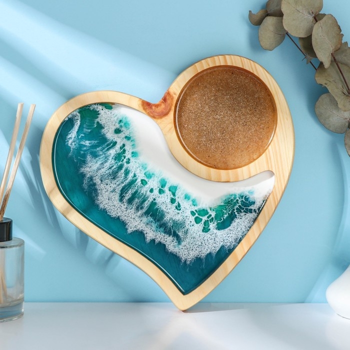 Менажница авторская с эпоксидной пищевой смолой Adelica, 21×22 см, цельный кедр, рисунок МИКС Менажница авторская с эпоксидной пищевой смолой Adelica, 21×22 см, цельный кедр, рисунок МИКС