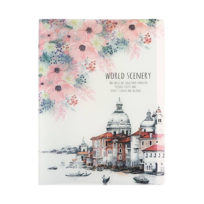 Папка формат А4, с 60 прозрачными файлами Папка формат А4, с 60 прозрачными файлами "Город", МИКС