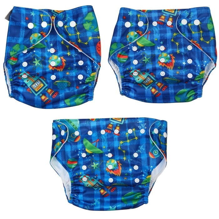 Многоразовый подгузник «Космос», 3-15 кг, цвет синий, Крошка Я Многоразовый подгузник «Космос», 3-15 кг, цвет синий, Крошка Я