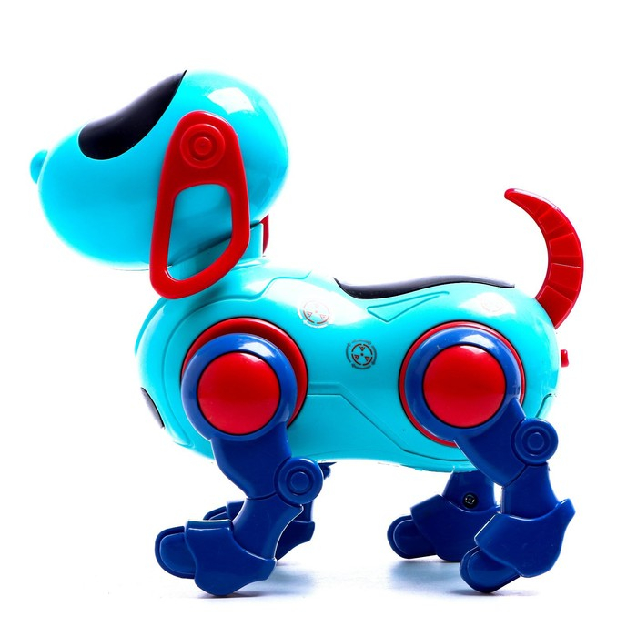 Робот-собака IQ DOG, световые и звуковые эффекты, русские песенки, работает от батареек, цвет голубой Робот-собака IQ DOG, световые и звуковые эффекты, русские песенки, работает от батареек, цвет голубой