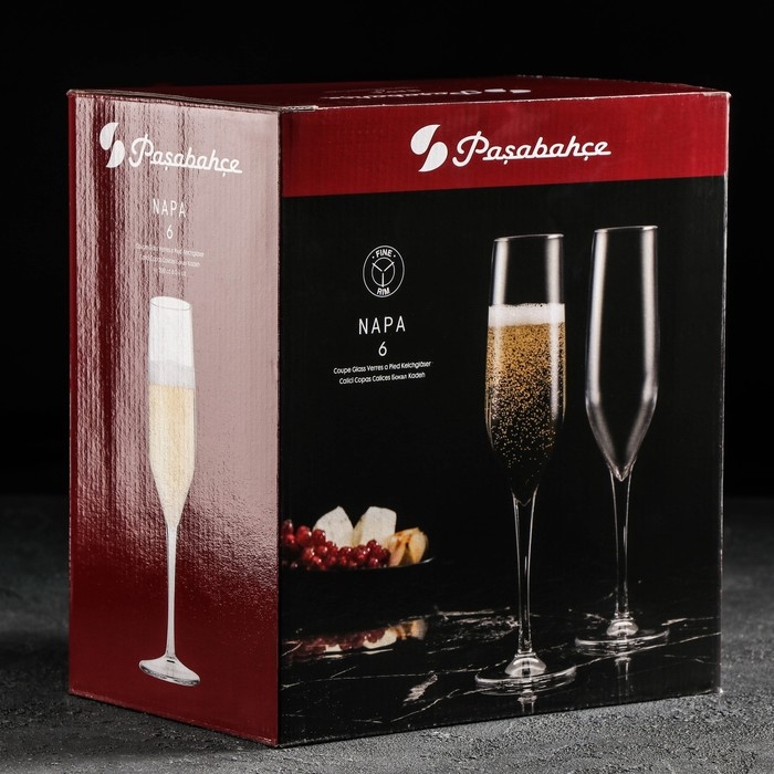 Набор стеклянных бокалов для шампанского «Напа», 200 мл, 6 шт Набор стеклянных бокалов для шампанского «Напа», 200 мл, 6 шт