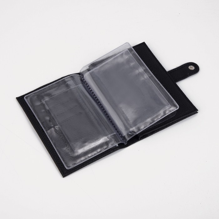Обложка для автодокументов и паспорта, хлястик/флотер, цвет чёрный Обложка для автодокументов и паспорта, хлястик/флотер, цвет чёрный
