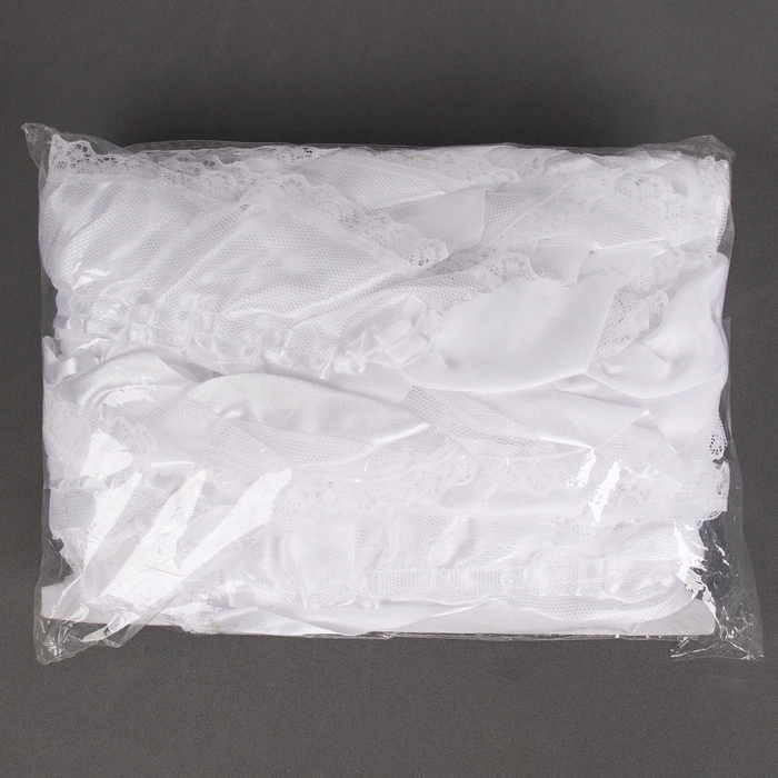 Тесьма белая атлас с кружевом 6 см, в упаковке 10 метров Тесьма белая атлас с кружевом 6 см, в упаковке 10 метров