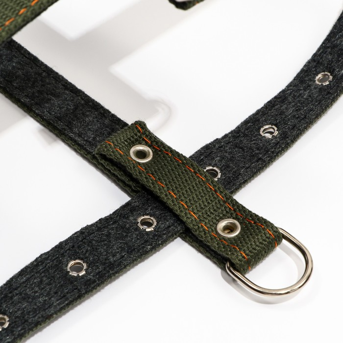 Шлейка брезентовая на фетре многоразмерная, 2,5 см, ОШ 44-68, ОГ 46-80 см, тёмно-зелёная Шлейка брезентовая на фетре многоразмерная, 2,5 см, ОШ 44-68, ОГ 46-80 см, тёмно-зелёная