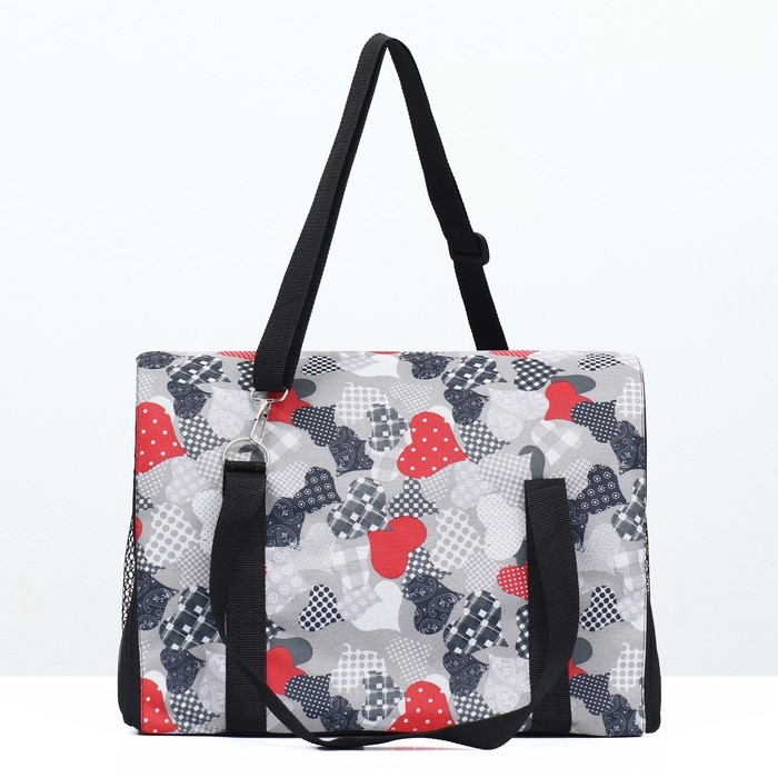 Сумка - переноска для животных  Сумка - переноска для животных "Принт", размер S, 39 х 23 х 27 см, сердечки