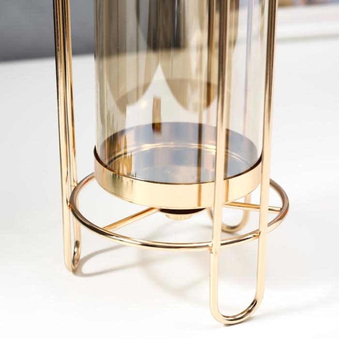 Подсвечник металл на 1 свечу Подсвечник металл на 1 свечу "Стакан в оправе" золото 30х11х11 см