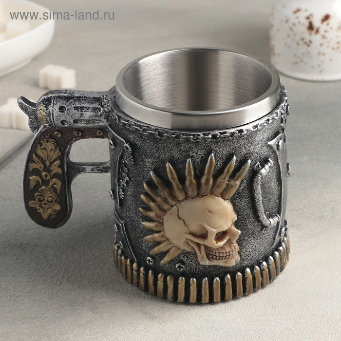 Кружка из нержавеющей стали «Панк.Череп. Хэллоуин», 400 мл, цвет серебристый Кружка из нержавеющей стали «Панк.Череп. Хэллоуин», 400 мл, цвет серебристый