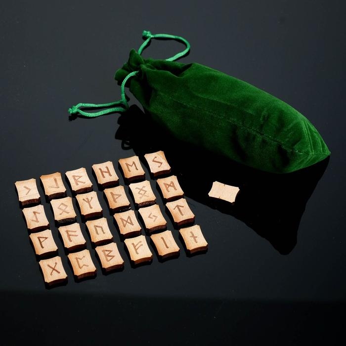 Руны для гадания «Скандинавские», 25 шт, натуральный дуб, мешочек Руны для гадания «Скандинавские», 25 шт, натуральный дуб, мешочек