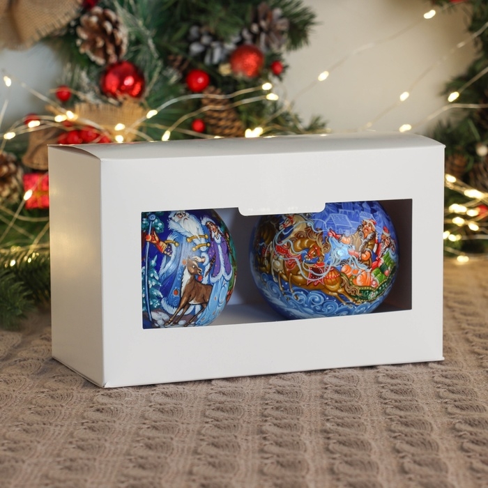 Набор из 2-х ёлочных шаров 100 мм «Зимняя сказка» Набор из 2-х ёлочных шаров 100 мм «Зимняя сказка»