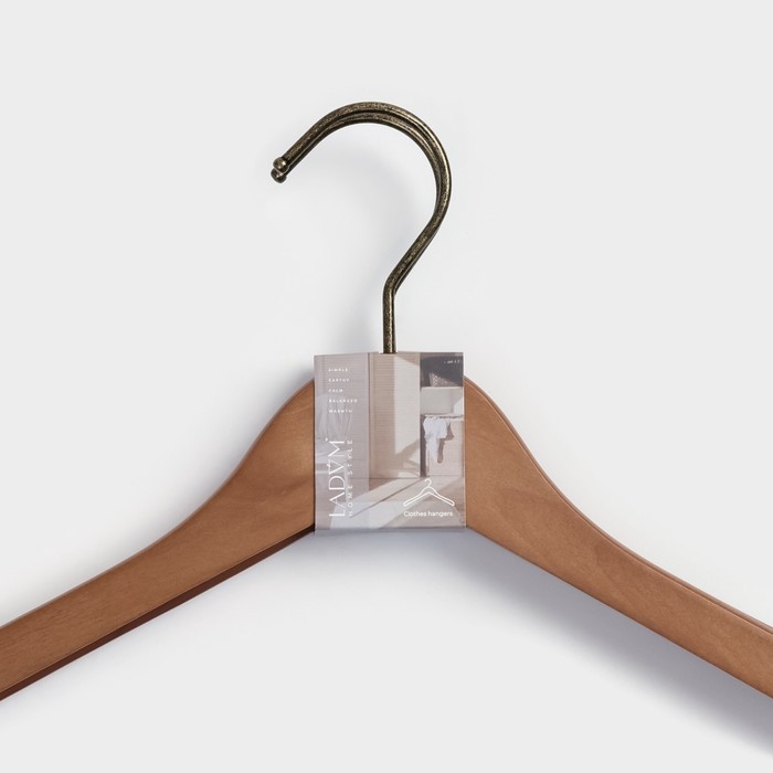 Плечики - вешалки LaDо́m Retro, 44,5×1,1×25 см, 2 шт, деревянные Плечики - вешалки LaDо́m Retro, 44,5×1,1×25 см, 2 шт, деревянные