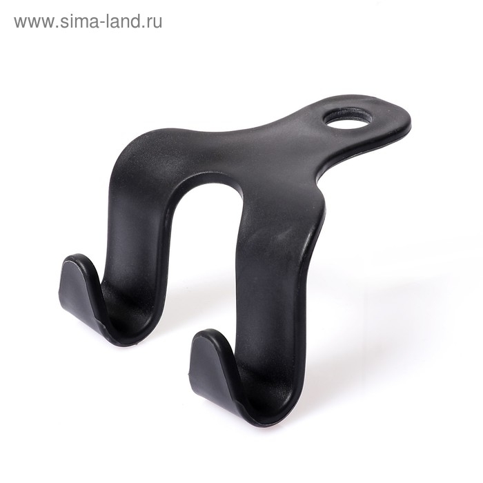 Вешалка-крючок на подголовник, два крючка, чёрный Вешалка-крючок на подголовник, два крючка, чёрный
