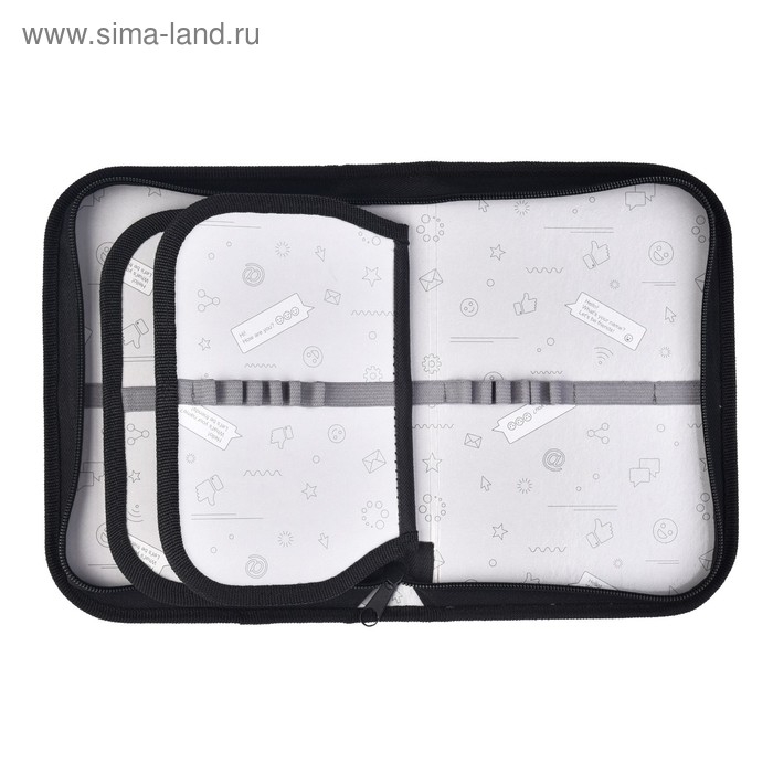 Пенал 3 секции, вкладка внутри, 140 х 210 х 40 мм, тканевый, Calligrata TOP Block  Пенал 3 секции, вкладка внутри, 140 х 210 х 40 мм, тканевый, Calligrata TOP Block "Волк графика"