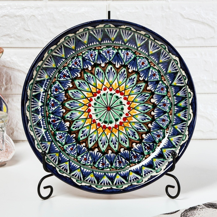 Ляган Риштанская Керамика  Ляган Риштанская Керамика "Узоры", 25 см, синий, микс