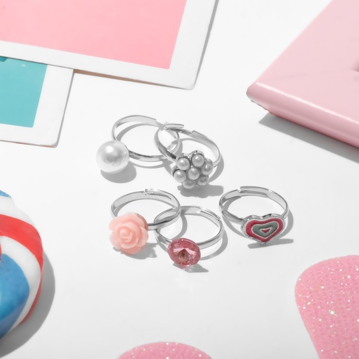 Набор детских колец «Выбражулька» любовь, форма МИКС, цветные Набор детских колец «Выбражулька» любовь, форма МИКС, цветные