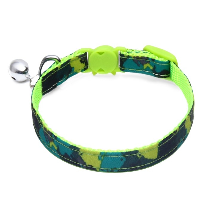 Ошейник кошачий с пряжкой в форме кошки, ширина 1 см, тёмно-зелёный Ошейник кошачий с пряжкой в форме кошки, ширина 1 см, тёмно-зелёный