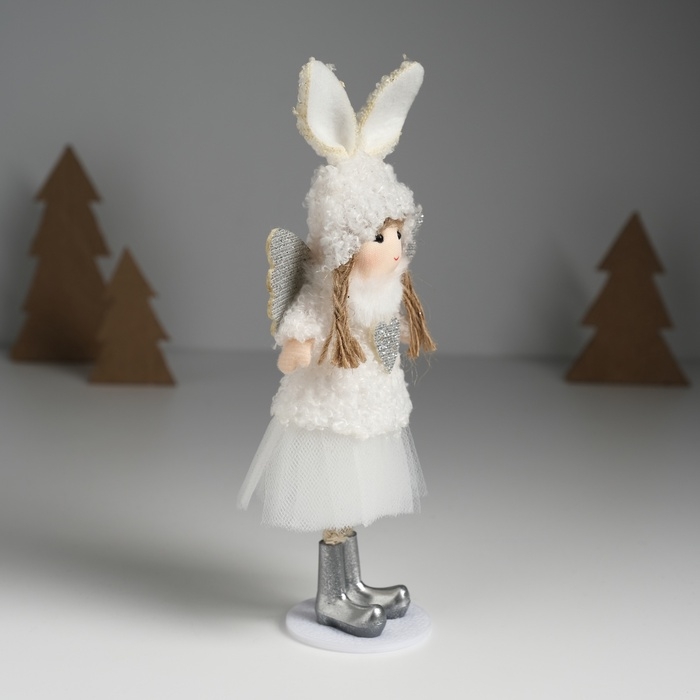 Кукла интерьерная  Кукла интерьерная "Ангелочек в шапке с ушками зайчика" 4х8х20 см