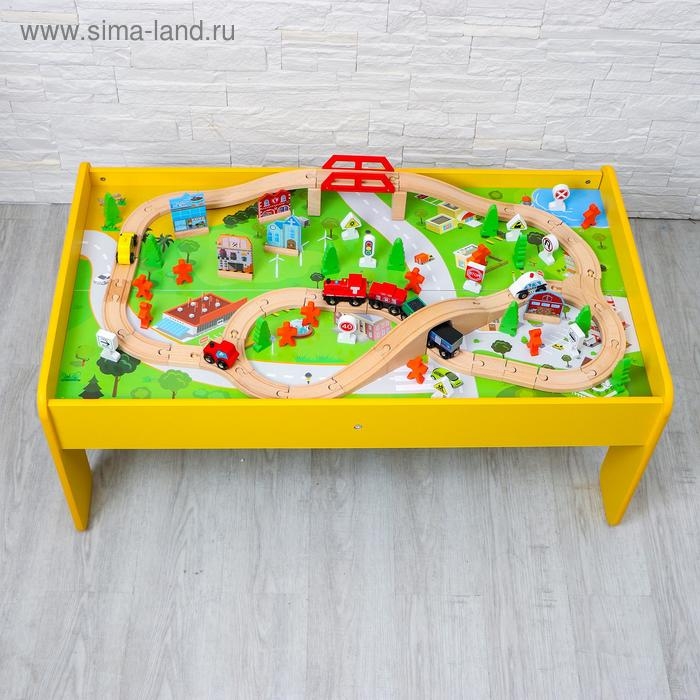 Железная дорога, 90 элементов, стол в комплекте, в собран. виде: 100&times;55&times;40 см