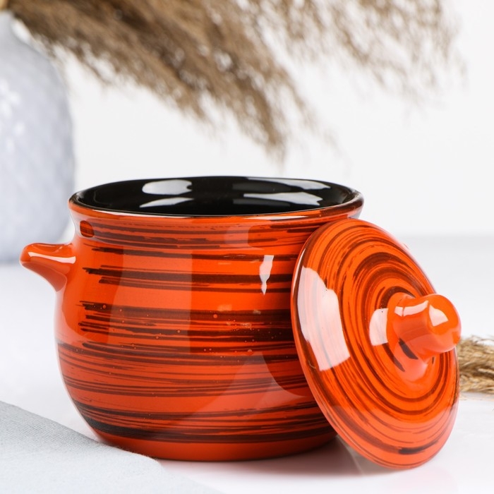 Горшок керамический для запекания "Пиканто" 0,65л / 12,5х11,5см, радуга МИКС