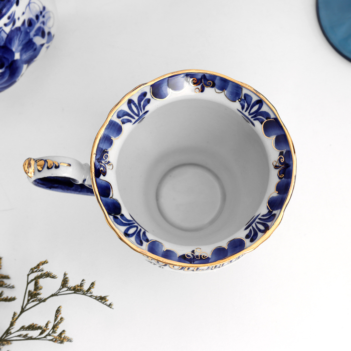 Чайная пара Чайная пара "Грация" , золото, (Любимая Мама), 300 мл, гжель