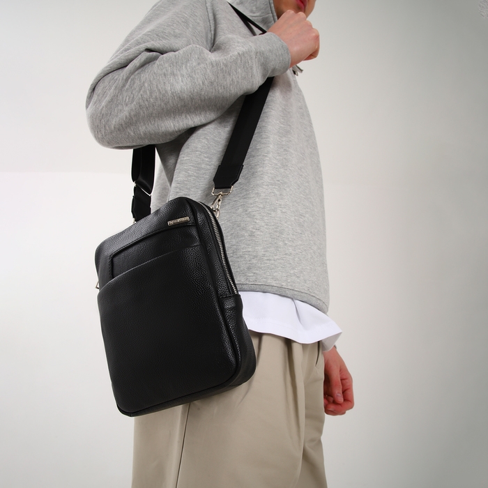 Сумка мужская через плечо TEXTURA, искусственная кожа, цвет чёрный Сумка мужская через плечо TEXTURA, искусственная кожа, цвет чёрный