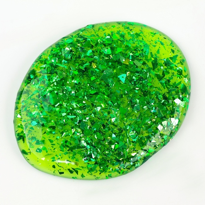 Слайм «Стекло» с зелёными блёстками слюда Слайм «Стекло» с зелёными блёстками слюда