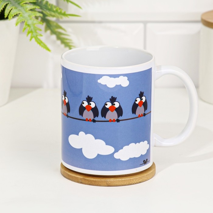 Кружка сублимация Кружка сублимация "Будь собой!" воробьи, 320 мл, с нанесением