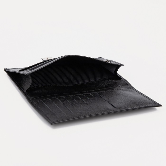 Портмоне мужское на кнопке, для купюр, для карт, для монет, цвет чёрный Портмоне мужское на кнопке, для купюр, для карт, для монет, цвет чёрный