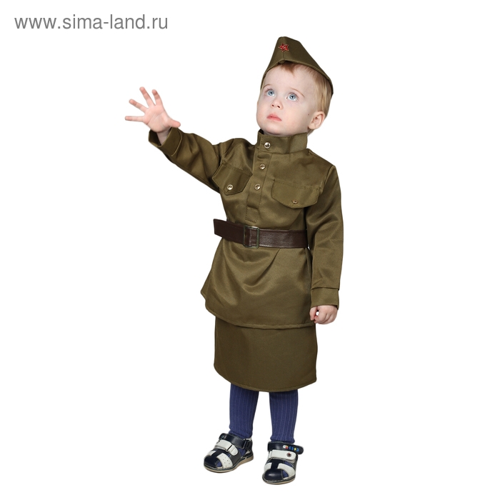 Карнавальный костюм «Солдаточка-малютка», пилотка, гимнастёрка, ремень, юбка, 1-2 года, рост 82-92 см Карнавальный костюм «Солдаточка-малютка», пилотка, гимнастёрка, ремень, юбка, 1-2 года, рост 82-92 см
